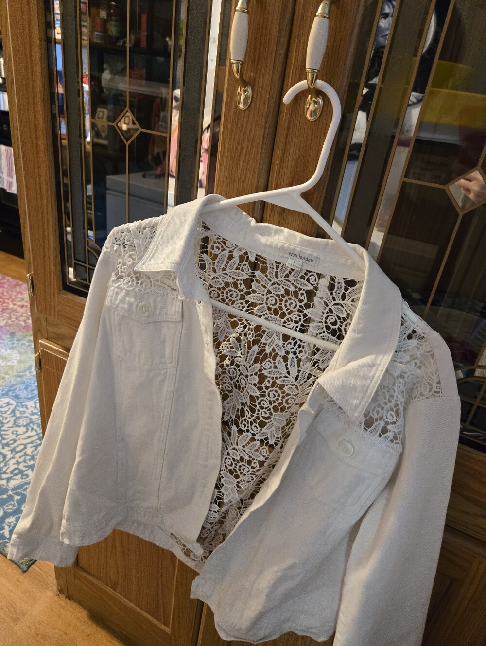 White Lace-Back Denim Jacket